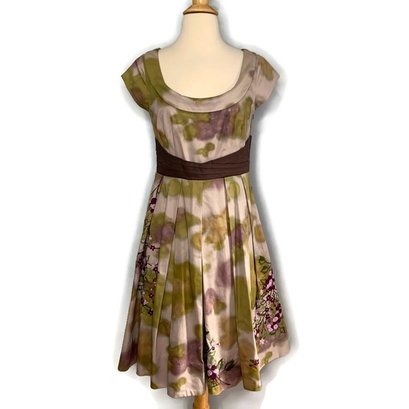 Floreat Anthropologie Travessia Tulle Under Skirt Embroidered Fit & Flare Dress - Picture 2 of 13